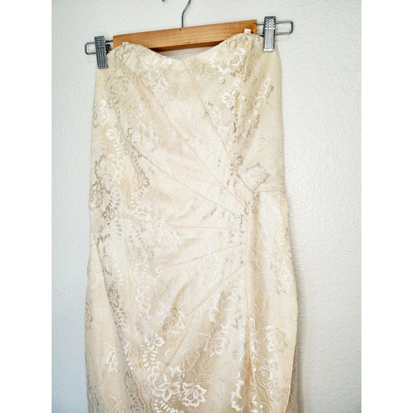 NWT Neslay Paris Cream Floral Jacquard Lace Convertible Sweetheart Dress. Size S - Picture 2 of 9
